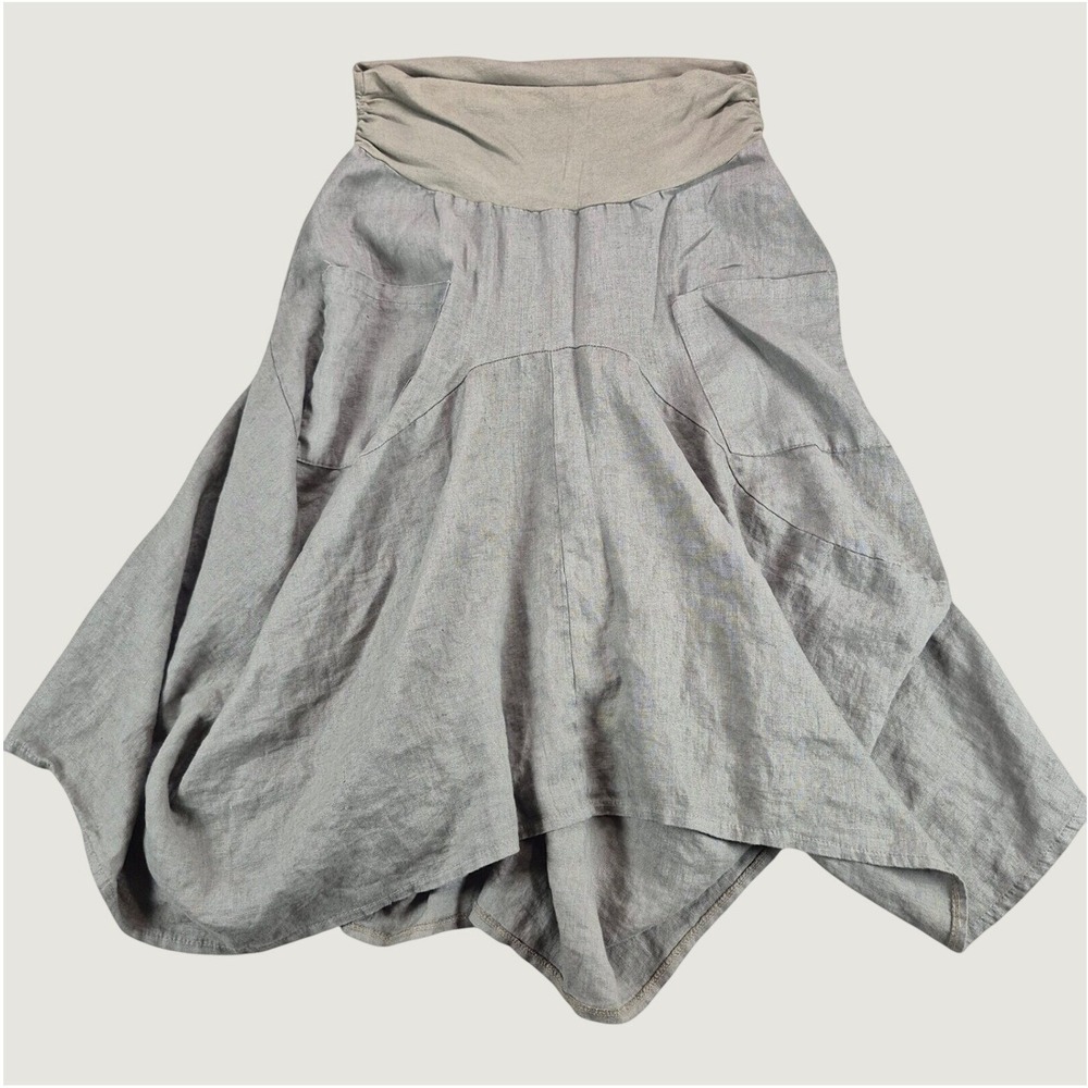 Inizio Linen Magic Skirt Womens Medium Asymmetrical Lagenlook Made in Italy